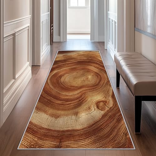 Generisch Läufer Flur Holzoptik, Waschbarer Teppich Läufer Rustikal Holz 60x120, Küchenteppich, Eingangsbereich, Bettvorleger, Schlafzimmer Deko, rutschfest, Kurzflor i2282