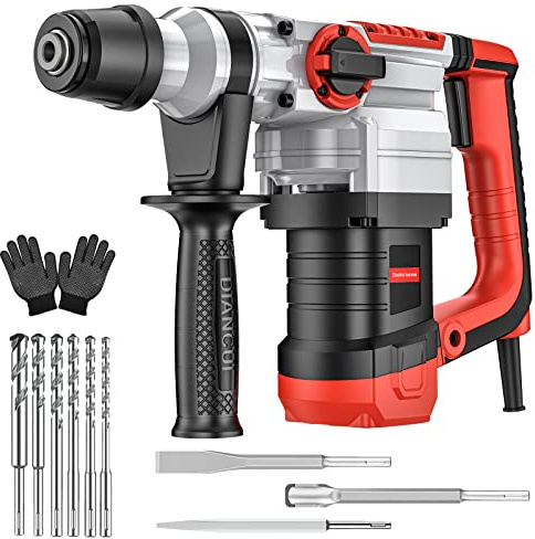 Martello Perforatore SDS Plus, 1500W Martello Demolitore, 4 en 1 Funzioni, Frizione di Sicurezza, Foratura, Foratura a Martello, 4400BPM, 920R/Min