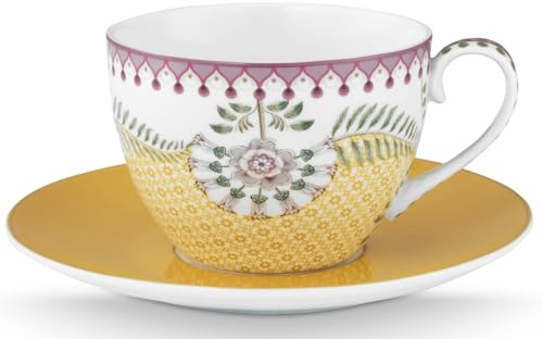 Pip Studio Lily&Lotus Tiles Yellow Tasse mit Untertasse 0,3l