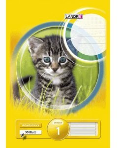 5 x Landre Arbeitsblock A4 50 Blatt 4fach gelocht Lineatur 1 1.Schuljahr