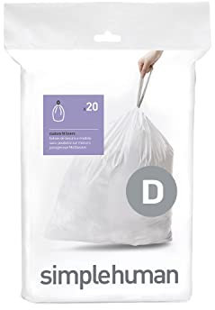 simplehuman CW0163 code D Custom Fit Bin Liners, White Plastic (Pack of 20 Liners)