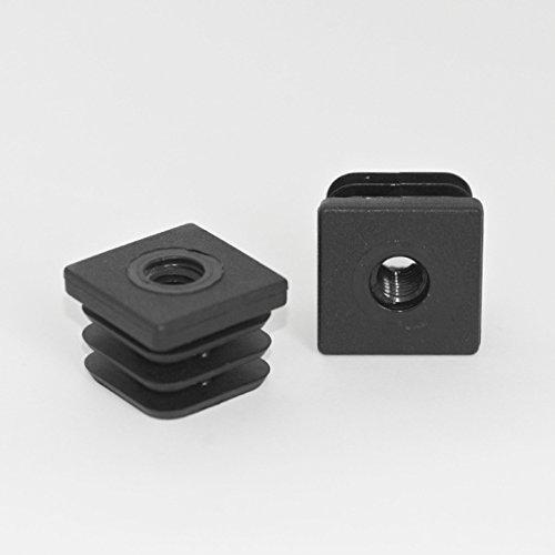 ajile - 1 pièce - Embout à lamelles carré avec trou fileté diam. 10 mm pour tube 30 x 30 mm - NOIR