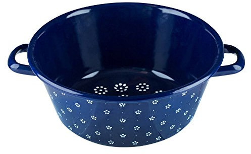 Riess, 0328-073, colador de verduras 26, COUNTRY - DIRNDL, diámetro de 26 cm, altura de 11,5 cm, esmalte azul y blanco