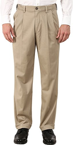 Dockers Men's Relaxed Fit Comfort Khaki Pants - Pleated, British Khaki, 40W x 32L