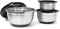 Relaxdays Set Cuencos Cocina Antideslizantes, Acero, 3 Piezas, con Tapa, Ensaladeras, 14x25,5x25,5 cm, Plateado y Negro, Silicona