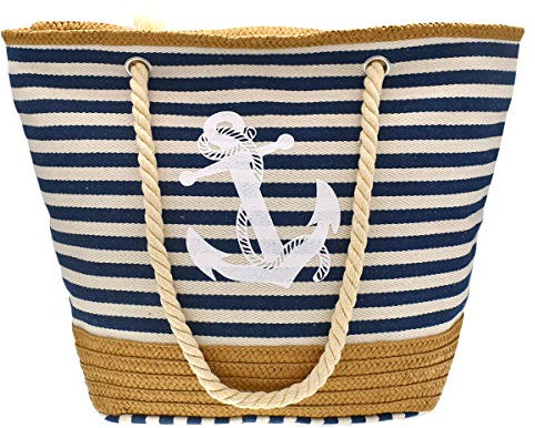 MeliMe Große Strandtasche für Frauen, Stroh, Strandtaschen und Tragetaschen mit Reißverschluss für Pool, Fitnessstudio, Reisen, tägliche Tragetasche, Große Stroh-Strandtasche, X-Large