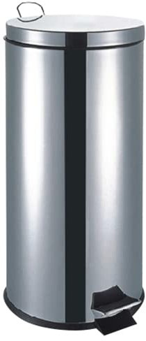 axentia Küchen Mülleimer Edelstahl silber poliert 30 Liter - Abfalleimer mit Tritt Pedal - Tretmülleimer groß mit Deckel - Treteimer für Küche & Bad