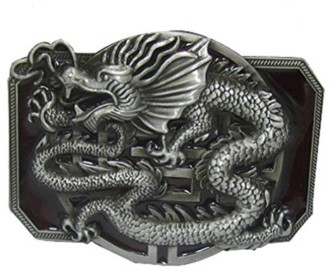 LKMY Herren Gürtelschnalle, Chinese Dragon Head 3D Gürtelschnalle, Mythic Themed Authentic Dragon Designs