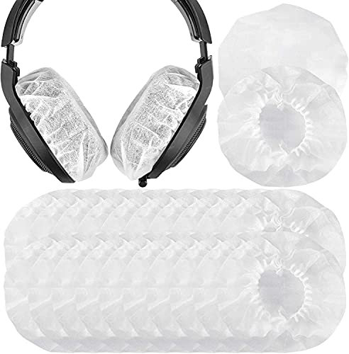 Geekria 100 Paar große Vlies-Einweg-Kopfhörerhüllen/Kopfhörerhüllen/Ohrpolster-Schutz/Dehnbare Sanitär-Ohrmuschel, passend für 4,33-6,29-Headsets (Weiß)