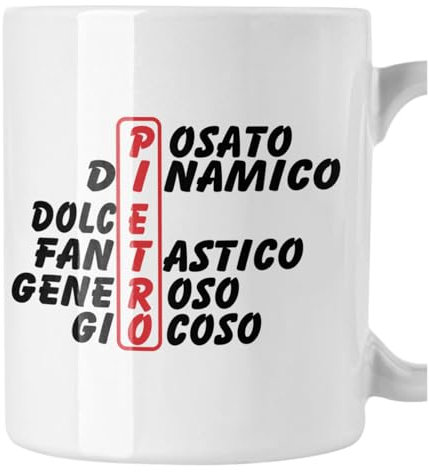 bubbleshirt Tazza Mug divertente con nome Pietro e aggettivi simpatici Idea Regalo Compleanno Natale in ceramica