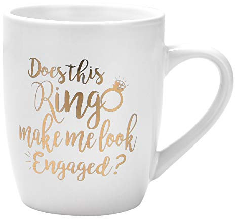 Maustic Lustige Kaffeetasse mit Aufschrift Does This Ring Make Me Look Engaged, lustige Tasse, Geschenk für Damen und Herren, Verlobung, Jahrestag, Geburtstag, Weihnachten