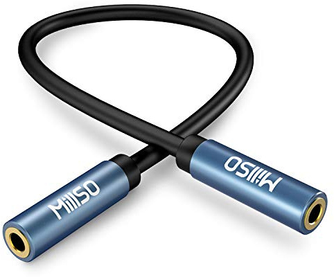 MillSO 1/8 3.5mm Female to Female Adapter Cable TRS Premium Stereo Gold-plated Audio AUX Cord Connectors for Headphones, Car Stereo, or Home HiFi Stereo Sound System - 15cm/6inch