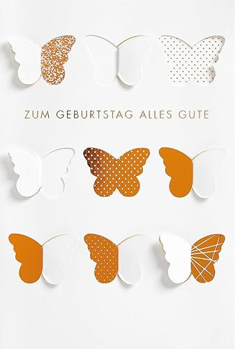 Geburtstagskarte Lifestyle - 9 Schmetterlinge gelasert - 11,6 x 16,6 cm