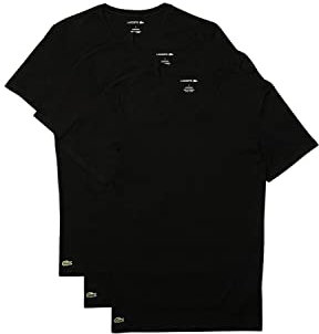Lacoste Herren T-Shirt V-Ausschnitt TH3374, Männer Basic Tshirt,Tee,Regular Fit,Schwarz,M