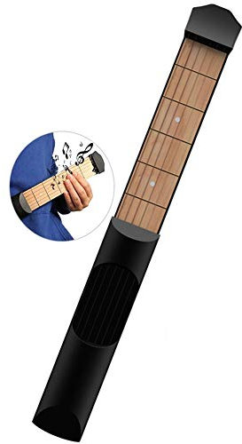 Taschengitarre Praxis Hals 6 Saiten Griffbrett Gitarre Akkord Trainer Tragbare Gitarre Akkord Übung Werkzeug für Anfänger (schwarz)