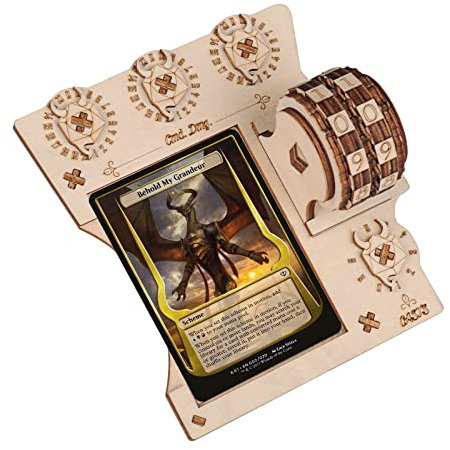 MTG Commander EDH Command Zone Tablett mit Lebenszähler aus Holz kompatibel mit Magic The Gathering