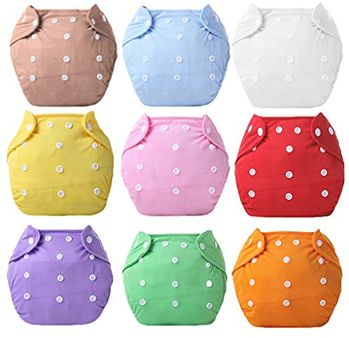 ACMEDE Baby Stoffwindel waschbar Wiederverwendbare Windeln All-in-One-Taschenwindel für die meisten Babys und Kleinkinder 9 Pack Tasche waschbar Verstellbare Stoffwindeln Windeln