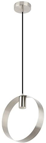 LED Universum Pendelleuchte Maya rund ringförmig E27 Fassung für Deko-Leuchtmittel modernes Design (Silber)
