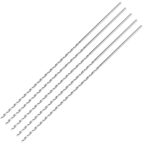 ENT 50402 HSS-G Holzspiralbohrer Ø 2 mm im 5er-Pack, extra lang 150 mm, mit Zentrierspitze und Vorschneider, NL 100, Schaft zylindrisch