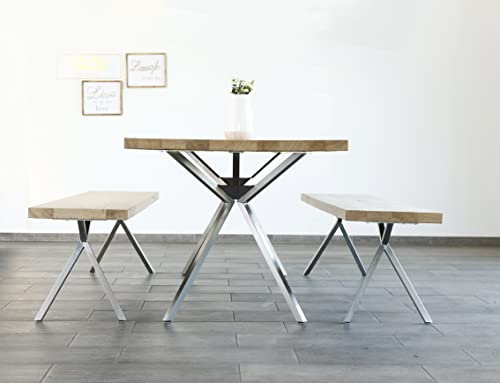 super-diy Design Tischfüße Spyder Edelstahl | Wohnzimmertisch | Esstisch | Gartentisch | Bürotisch | 100% Made in Germany | Innen- und Außenbereich | Bauhaus-Design | Menge: 2 Stück |