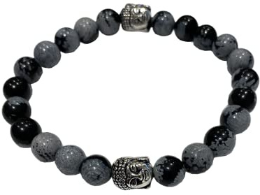 VIE Buddha-Armband (Schneeflocken-Obsidian)