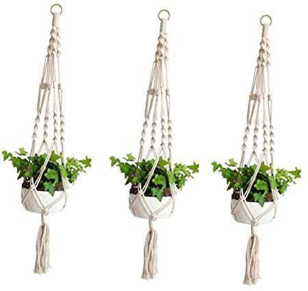 Operitacx 3 Pièces Filet à Ficelle Pour Pot De Fleurs Suspendu Décoration Murale Tricoté Main