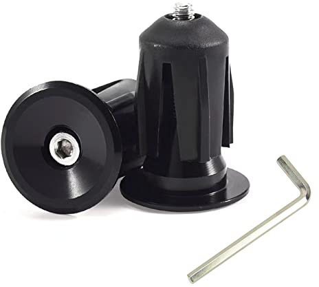 SHULLIN 2 Stück Lenkerendkappen Aluminium Lenker Endkappen Fahrrad Lenkerstopfen Endstopfen Fahrradgriffe Stecker Bar End Plugs Fahrradlenker-Endstopfen mit Inbusschlüssel für Fahrrad(Schwarz)