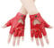 KINBOM Punk Fingerlose Handschuhe - Stilvolle Rote Lederhandschuhe für Halloween, Cosplay und Performance - Damen und Mädchen