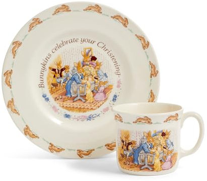 Bunnykins Christening 2P Set Plate/Mug