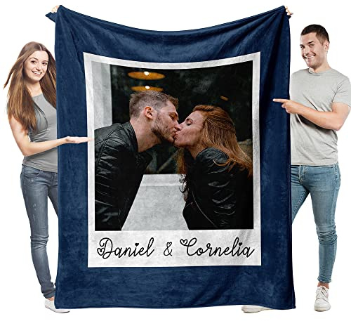 Easycosy personalisierte Decke für Paare - Geschenke für Sie Frauen Benutzerdefinierte Bild ersonalisierte Foto Kuscheldecke für Freundin, Männer, Mama, Papa Jahrestag 150×200cm
