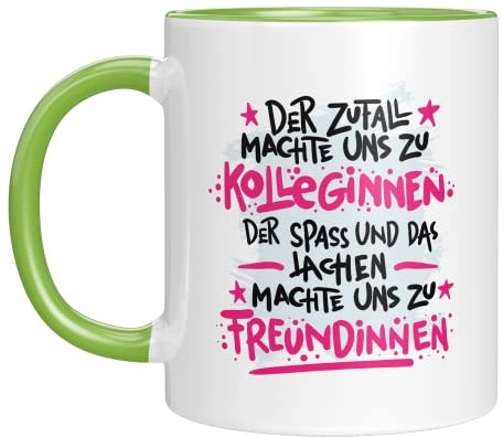 TassenTicker - Der Zufall machte uns zu Kolleginnen - Freundinnen - Geschenk - Kollegin - Geschenkidee - Büro - Arbeit - Arbeitsplatz - Geburtstagsgeschenk (Grün)
