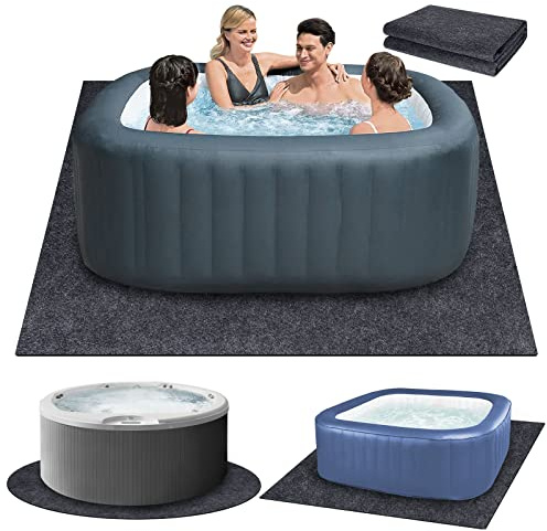 Tappetino gonfiabile per vasca idromassaggio, 203,2 x 203,2 cm, per interni ed esterni, con retro impermeabile, assorbente, per spa e piscina, protezione per pavimenti per vasca idromassaggio