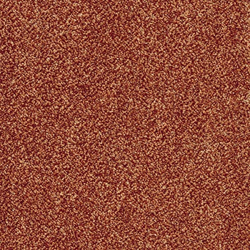 Velours Teppich Meterware Melierter Teppichboden in Terracotta ideal für Wohnzimmer Kräuselvelours Auslegware in 4 und 5 m Breite (4 m x 9 m)