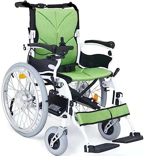 stdpcxz Folding Lightweight Electric Power Wheelchair 2 in 1 Transport Wheelchair for Extra Comfort Self-Propelled Wheelchairs with Swing-Away Footrest Rolling Mobility Walking Aid 1,1