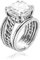 Statement-Ring aus 925er-Sterlingsilber, weiß, kissenförmig, Zirkonia, CZ, organischer Look, Vintage-Antik-Look, hypoallergen, nickel- und bleifrei, handwerklich gefertigte Designerkollektion, Israel