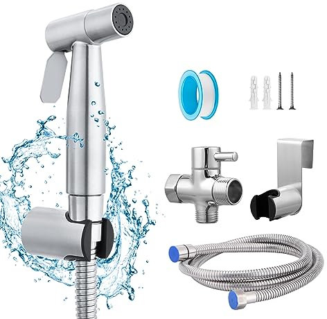 YA MI Aerosol multifuncional de mano para bidé, ducha de pañales de baño, aerosol, manguera y accesorios. Aspersor de inodoro de mano con función de pulverización dual (un paquete)