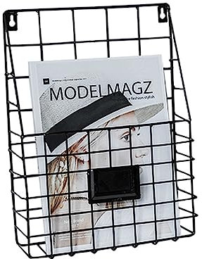 Garneck Dekorativer Wandaufbewahrungskorb - Zeitschriftenhalter Zum Aufhängen Aus Metall Bücherregal Zeitungsständer Aus Eisen Für (silber)