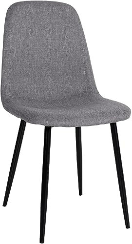 CLP Chaise De Salle A Manger Napier en Similicuir Tissu Ou Velours I Chaise avec Surface D'assise Matelassée Pieds en Metal I Charge Max.150 Kg, Couleur:Gris, Matériel:Tissu