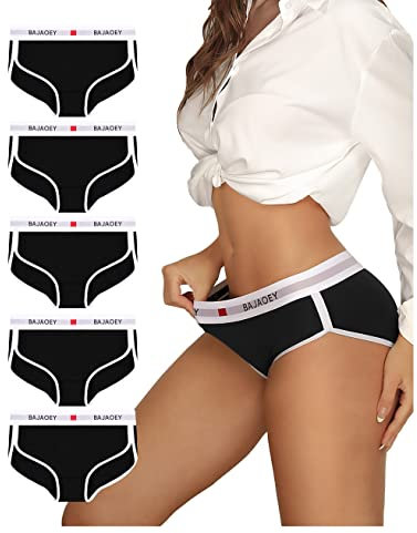 PHOLEEY 5er-Pack Slip Unterhosen Damen Unterwäsche Feuchtigkeitsableitende Baumwolle Atmungsaktives Bikini Höschen für frauen Weiche Bequeme Slips, M
