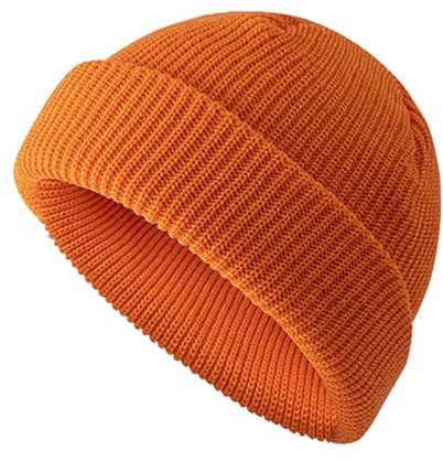 Beanie Mütze für Herren und Damen,Warme Winter Mütze,Weiche Strickmütze,Unisex Strickmütze für Winter und Herbst Orange