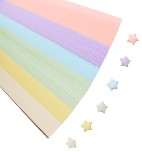 URROMA Papierstreifen in Sternform, 6 Farben, Origami-Sterne, Papierstreifen, Basteln, faltbar, Gl點ksstreifen f黵 Bastelarbeiten, Schule, Unterricht, DIY, Kunstprojekte, Bastelbedarf, 2160 St點k