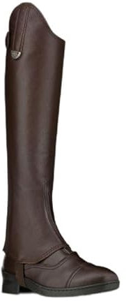 PIONEER Mini Chaps Geras für Reiten - Echte Leder Gamaschen mit Doppel-Elastik und Reißverschluss - Schwarz - Größe 4