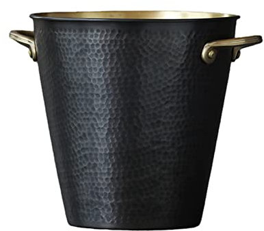 Eiskübel Eiskübel aus gehämmertem Kupfer, handgefertigter, isolierter Eiskübel aus Metall im Retro-Stil, ideal for die Hausbar, for Kühlen von Bier, Champagner und Weinflaschen (schwarz) Eiskübel für