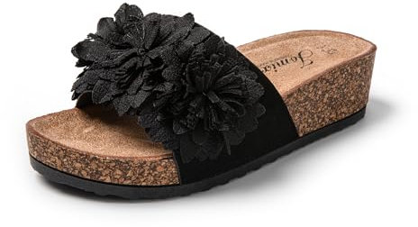 JOMIX Clogs & Pantoletten für Damen Blumen Sandalen Sommer Elegant Sommerschuhe Muterstag (Schwarz, 38 EU, SD9172)