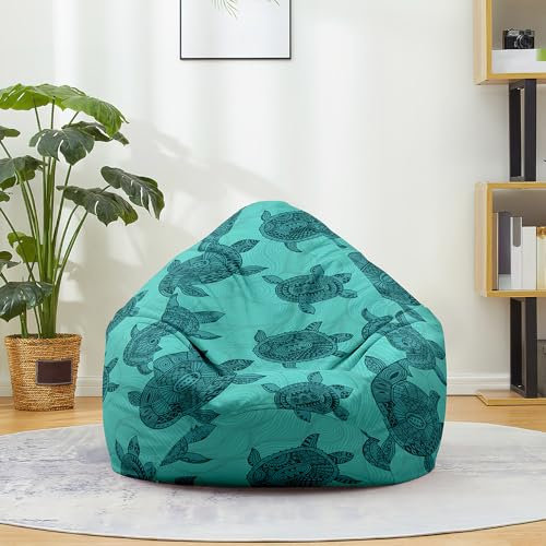 Mateju Sitzsack, Gemütlich Sitzsack Kinder, Quallen mit Mustern Sitzsack Erwachsene Oder als Gaming Bean Bag, Garten Relaxo Sitzsack Geeignet für Lnnen Oder Balkon zum Liegen (Schildkröte,XL)