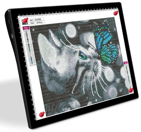 HIUKCOLED A4 Tilt-Angle Light Tracing Box with 4 Mgnets, 5-Level Adjustable Brightness Ultra-Thin Light Pad, Battery Powered LED Light Bored for Drawing,Diamond Painting,Sketching,X-Ray,Sand Painting
