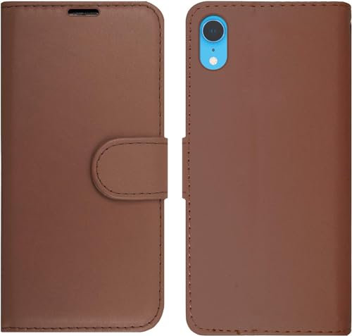 Case Compatible For iPhone XR Phone Case Leather Flip Folio Book Wallet Stand Shockproof Cover Brown
