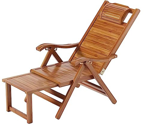 Fauteuil inclinable Pliant en Bambou, Fauteuil inclinable réglable à 5 Positions, Chaise Longue d'extérieur avec Repose-Pieds Extensible pour Jardin, terrasse, Balcon (Couleur : Chaise)