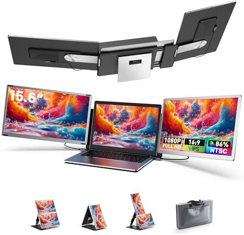 Fagomfer Extensor de pantalla para portátil S6 | Plata | 15.6 pulgadas | FHD 1080P | 86% NTSC | Extensor de monitor triple para laptop | Funciona con Windows, Mac, DeX, Chrome, escritorio, mini PC