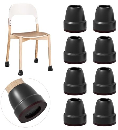 Ezprotekt Chair Leg Covers, 8 PCS 1.25 Black Silicone Chair Leg Floor Protectors with Wrapped Felt, Rubber Chair Leg Caps, Furniture Feet Protectors Pads, No Noise No Scratches